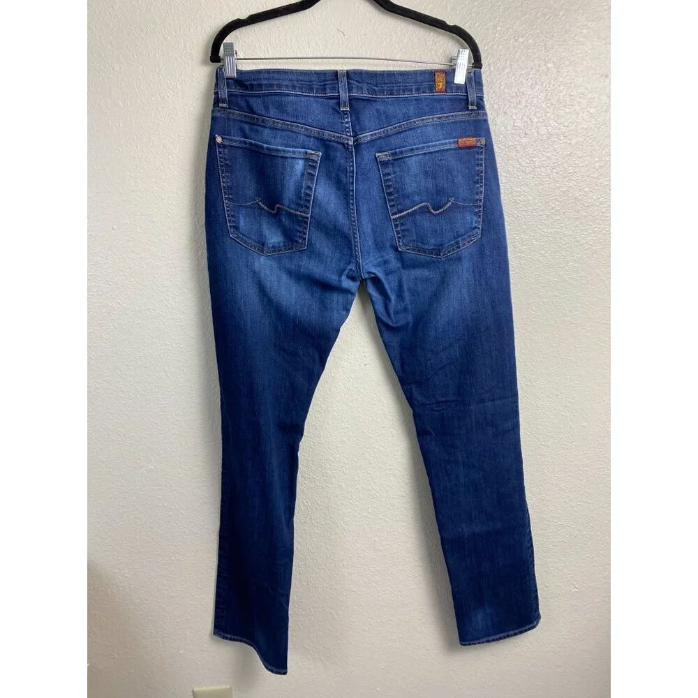 7 For All Mankind The Straight Leg Jeans Men Size 31 Medium Wash Denim Classic‎